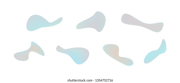 Many green and red gradient plastic abstract shapes. Set of stylish fluid forms in the form of drops. Vector illustration isolated on white background. 