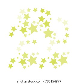 Many Green Stars of Different Opacity and Size on White Background