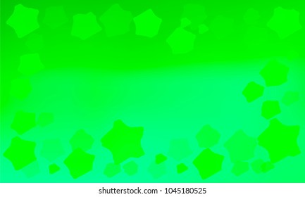 Many Green Stars of Different Size and Color Tone on Blue and Green Gradient Background