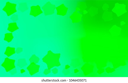 Many Green Stars of Different Size and Color Tone on Blue and Green Gradient Background