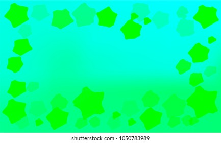 Many Green Stars of Different Size and Color Tone on Blue and Green Gradient Background