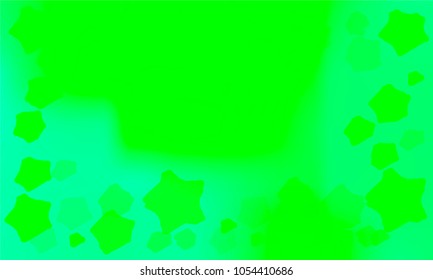 Many Green Stars of Different Size and Color Tone on Blue and Green Gradient Background
