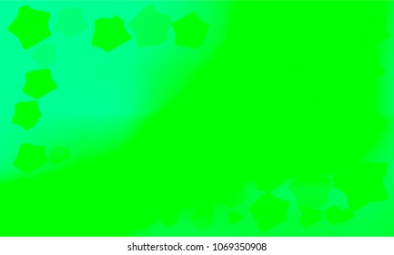Many Green Stars of Different Size and Color Tone on Blue and Green Gradient Background