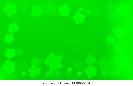 Many Green Stars of Different Size and Color Tone on Blue and Green Gradient Background