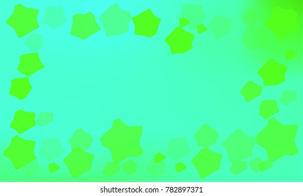 Many Green Stylish Stars of Different Opacity and Size on Blue and Green Gradient Background