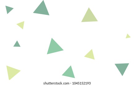 Many Green Triangles of Different Size and Color Tone on White Background
