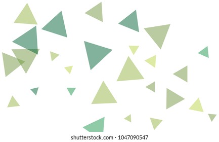 Many Green Triangles of Different Size and Color Tone on White Background