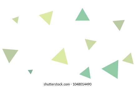 Many Green Triangles of Different Size and Color Tone on White Background