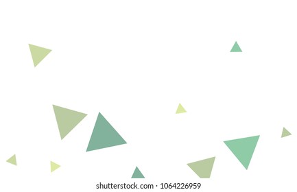 Many Green Triangles of Different Size and Color Tone on White Background
