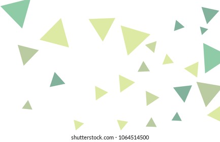 Many Green Triangles of Different Size and Color Tone on White Background