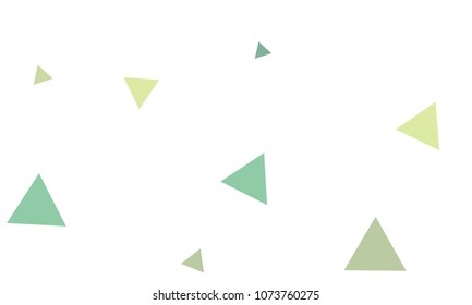 Many Green Triangles of Different Size and Color Tone on White Background