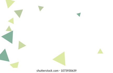 Many Green Triangles of Different Size and Color Tone on White Background