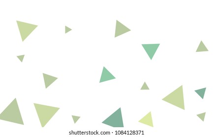 Many Green Triangles of Different Size and Color Tone on White Background
