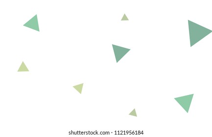 Many Green Triangles of Different Size and Color Tone on White Background