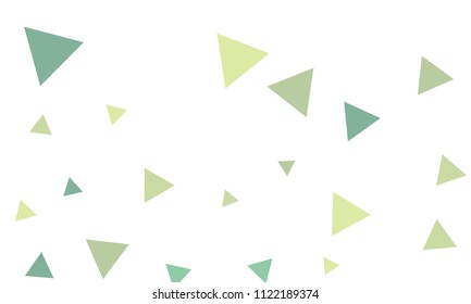 Many Green Triangles of Different Size and Color Tone on White Background