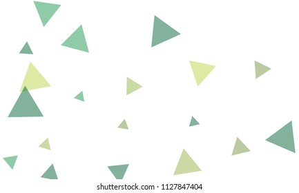 Many Green Triangles of Different Size and Color Tone on White Background