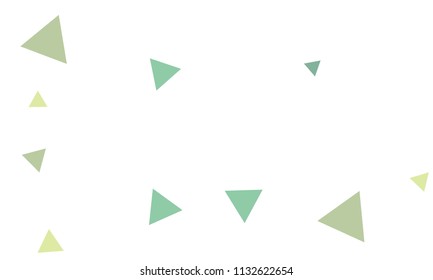 Many Green Triangles of Different Size and Color Tone on White Background
