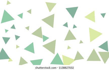 Many Green Triangles of Different Size and Color Tone on White Background
