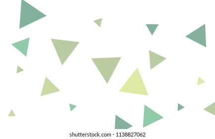 Many Green Triangles of Different Size and Color Tone on White Background