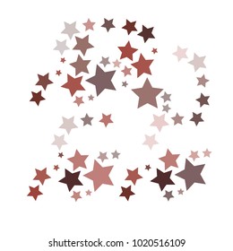 Many Grey and Dark Red Stars of Different Size and Opacity on White Background