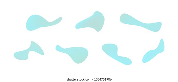 Many grey gradient plastic abstract shapes. Set of stylish fluid forms in the form of drops. Vector illustration isolated on white background. 