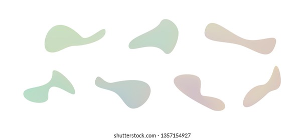 Many grey gradient plastic abstract shapes. Set of stylish fluid forms in the form of drops. Vector illustration isolated on white background. 