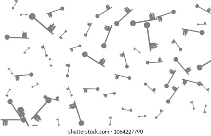 Many Grey Keys of Different Size on White Background