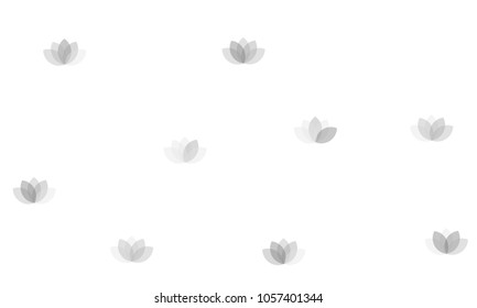 Many Grey Lotuses of Different Opacity on White Background