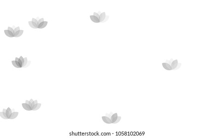 Many Grey Lotuses of Different Opacity on White Background