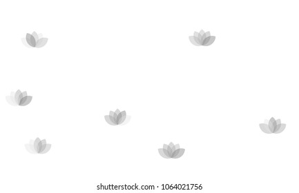 Many Grey Lotuses of Different Opacity on White Background