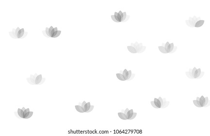 Many Grey Lotuses of Different Opacity on White Background