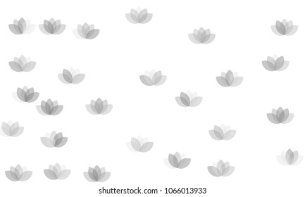 Many Grey Lotuses of Different Opacity on White Background