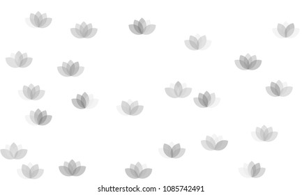 Many Grey Lotuses of Different Opacity on White Background