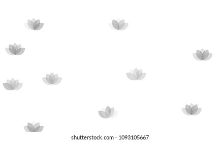 Many Grey Lotuses of Different Opacity on White Background