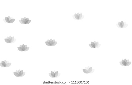 Many Grey Lotuses of Different Opacity on White Background