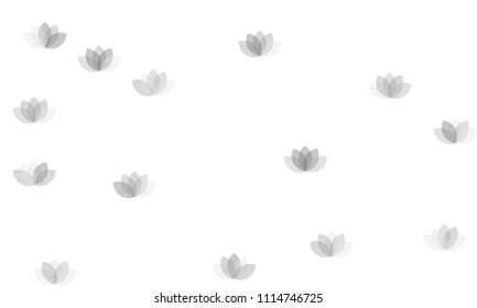 Many Grey Lotuses of Different Opacity on White Background