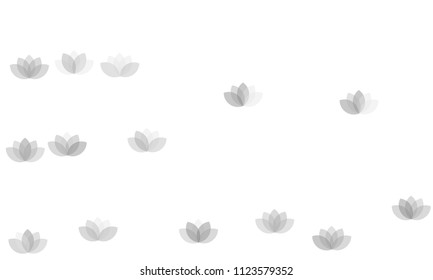 Many Grey Lotuses of Different Opacity on White Background