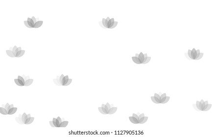 Many Grey Lotuses of Different Opacity on White Background