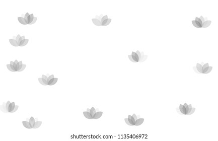 Many Grey Lotuses of Different Opacity on White Background