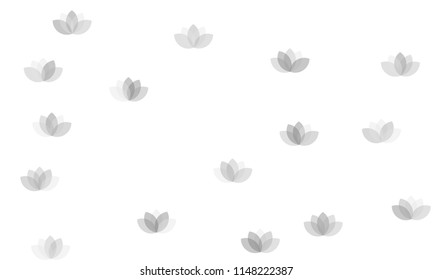 Many Grey Lotuses of Different Opacity on White Background