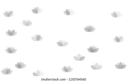Many Grey Lotuses of Different Opacity on White Background