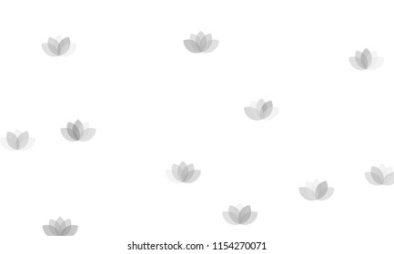 Many Grey Lotuses of Different Opacity on White Background