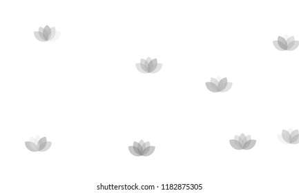 Many Grey Lotuses of Different Opacity on White Background