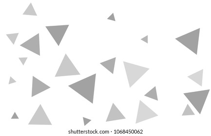 Many Grey Triangles of Different Size on White Background