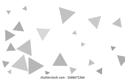Many Grey Triangles of Different Size on White Background
