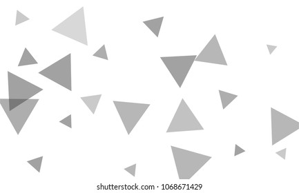 Many Grey Triangles of Different Size on White Background
