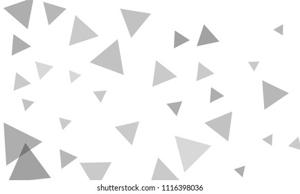 Many Grey Triangles of Different Size on White Background