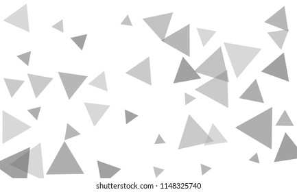 Many Grey Triangles of Different Size on White Background