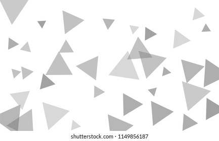 Many Grey Triangles of Different Size on White Background