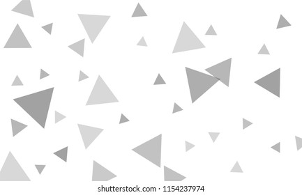 Many Grey Triangles of Different Size on White Background